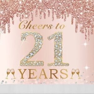 Rose Gold 21st Birthday Banner and other decor
